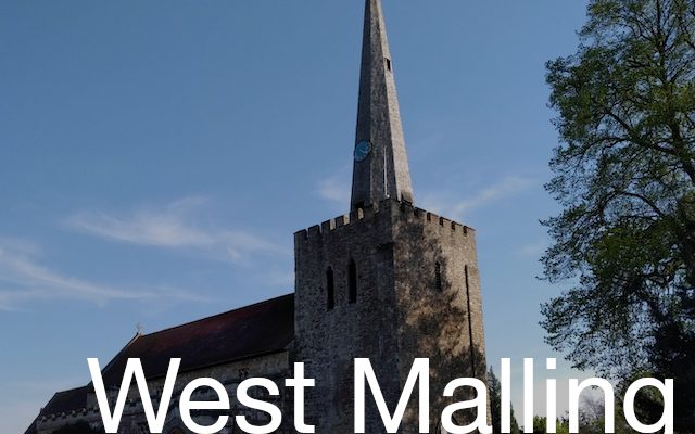 St Mary's West Malling exterior view and overlaying text
