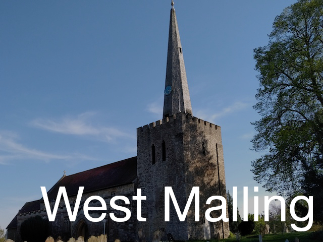 St Mary's West Malling exterior view and overlaying text